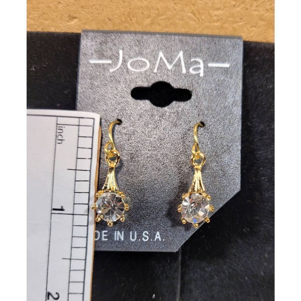 (3 for $15) Joma Goldtone Teardrop Australian Crystals Earrings- NEW - Picture 3 of 4